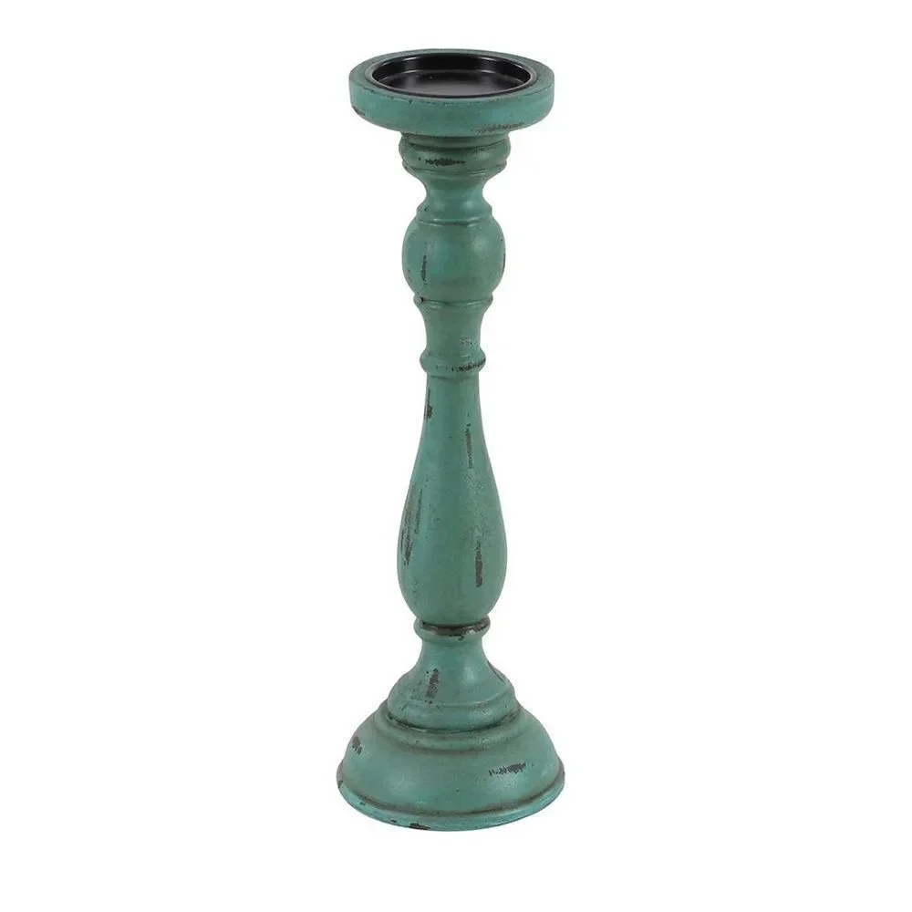 Pier 1 Imports Traditional Turquoise Wood Set of 3 Candle Holders